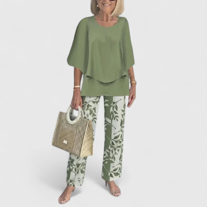 Enida | Women's Elegant Fabric Two-Piece Set | Chic Comfortable Plus Size Outfit