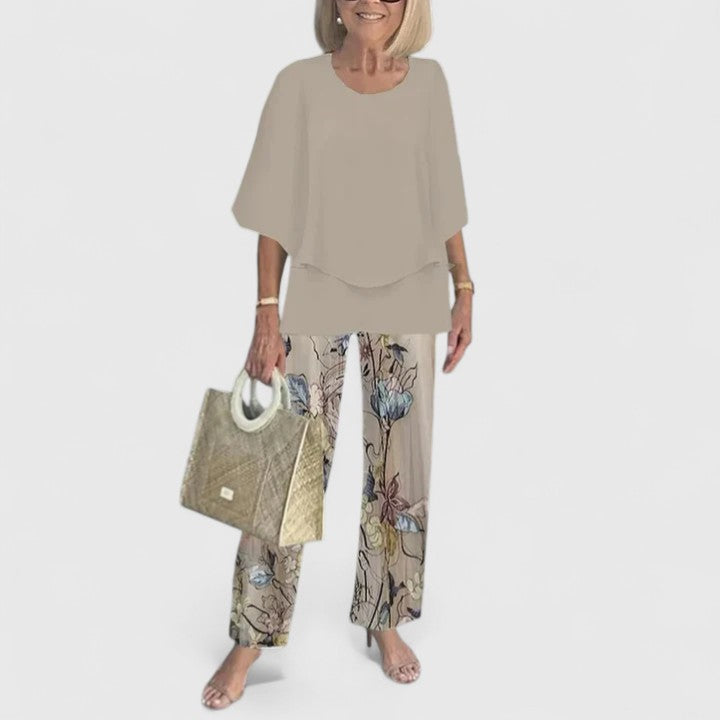 Enida | Women's Elegant Fabric Two-Piece Set | Chic Comfortable Plus Size Outfit view 2