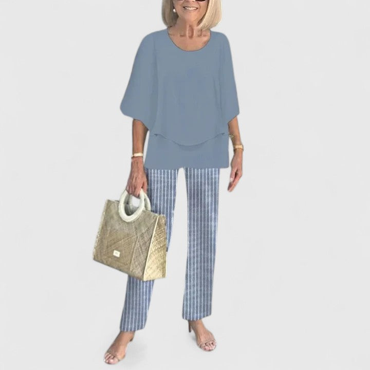 Enida | Women's Elegant Fabric Two-Piece Set | Chic Comfortable Plus Size Outfit view 3
