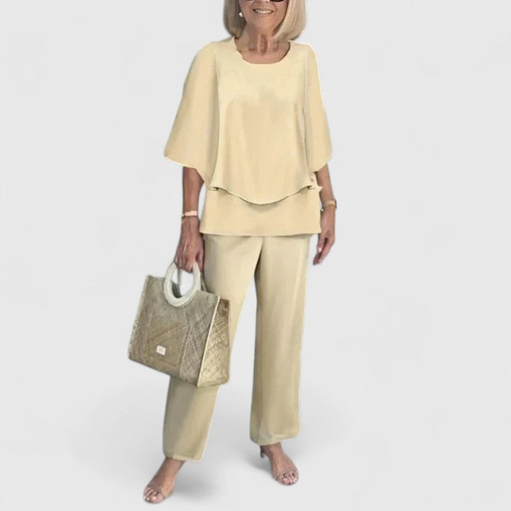 Enida | Women's Elegant Fabric Two-Piece Set | Chic Comfortable Plus Size Outfit view 4