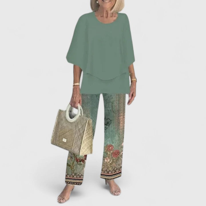 Enida | Women's Elegant Fabric Two-Piece Set | Chic Comfortable Plus Size Outfit view 5