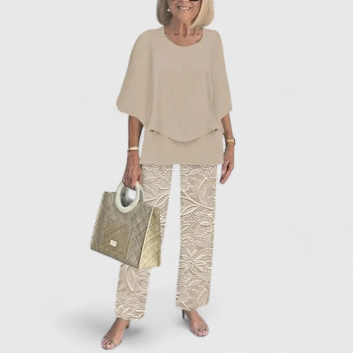 Enida | Women's Elegant Fabric Two-Piece Set | Chic Comfortable Plus Size Outfit view 6