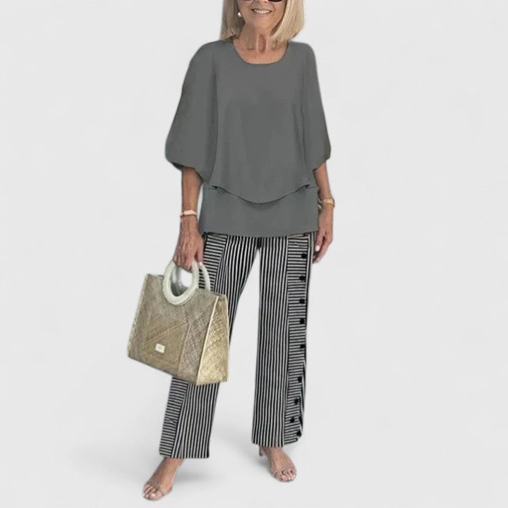 Enida | Women's Elegant Fabric Two-Piece Set | Chic Comfortable Plus Size Outfit view 10