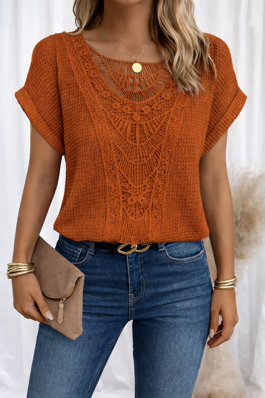 Lydia | Elegant Lace Trim Blouse view 3