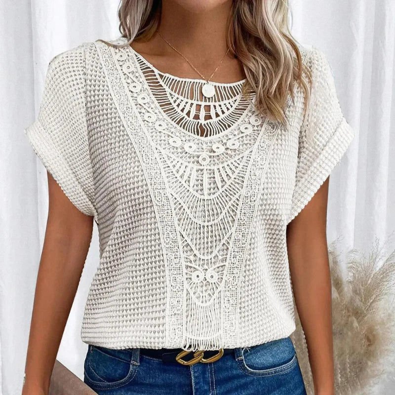 Lydia | Elegant Lace Trim Blouse view 8