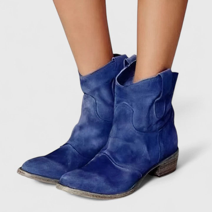 Women's Elegant Leather Ankle Boots | Stylish Black Western Heeled Footwear view 2