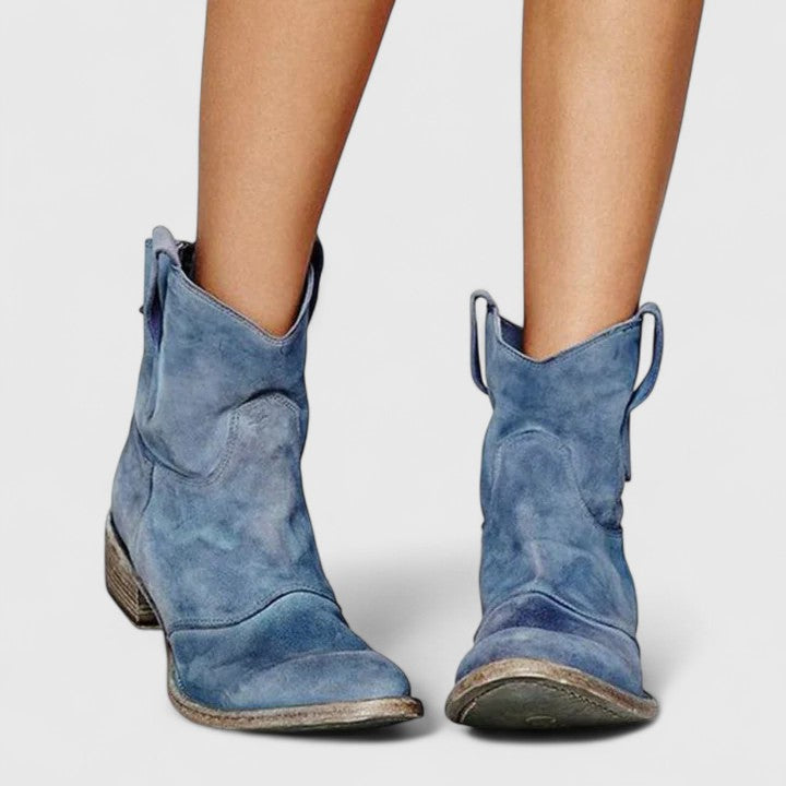 Women's Elegant Leather Ankle Boots | Stylish Black Western Heeled Footwear view 4