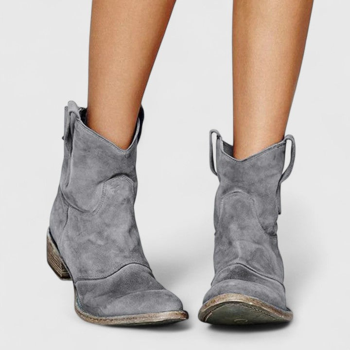 Women's Elegant Leather Ankle Boots | Stylish Black Western Heeled Footwear view 5