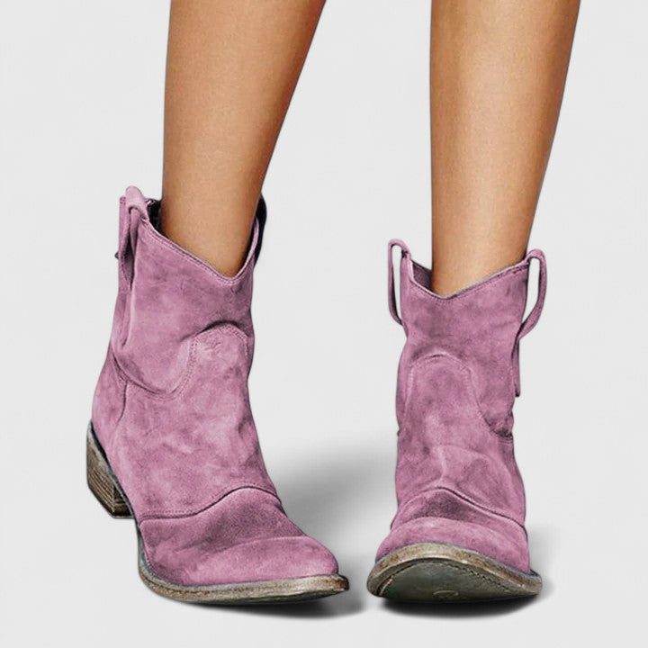 Women's Elegant Leather Ankle Boots | Stylish Black Western Heeled Footwear view 6