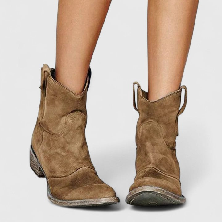 Women's Elegant Leather Ankle Boots | Stylish Black Western Heeled Footwear view 7