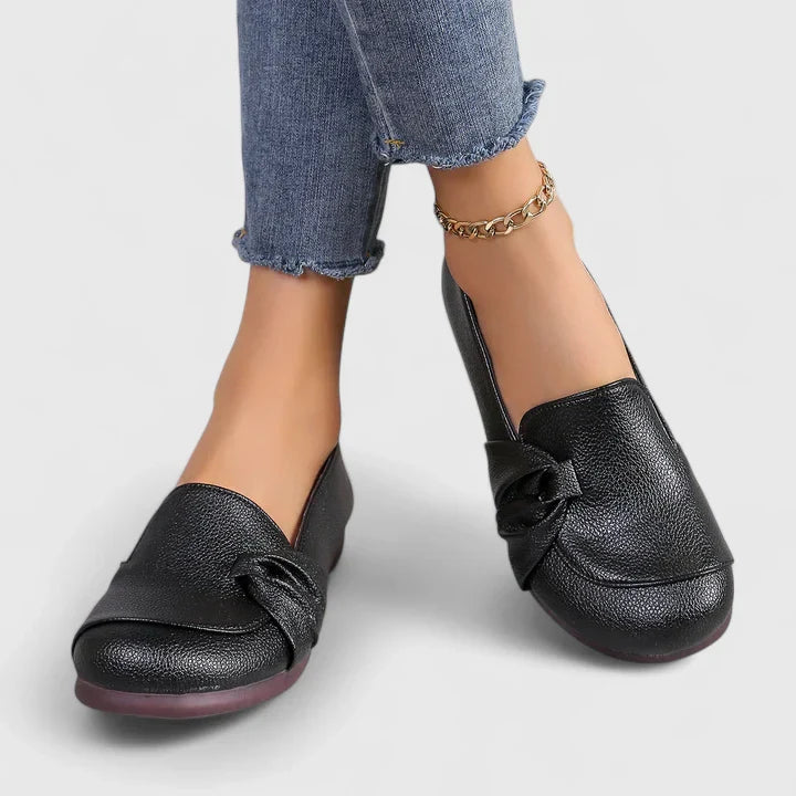 Women's Elegant Leather Loafers | Chic Comfortable Slip-On Shoes 0