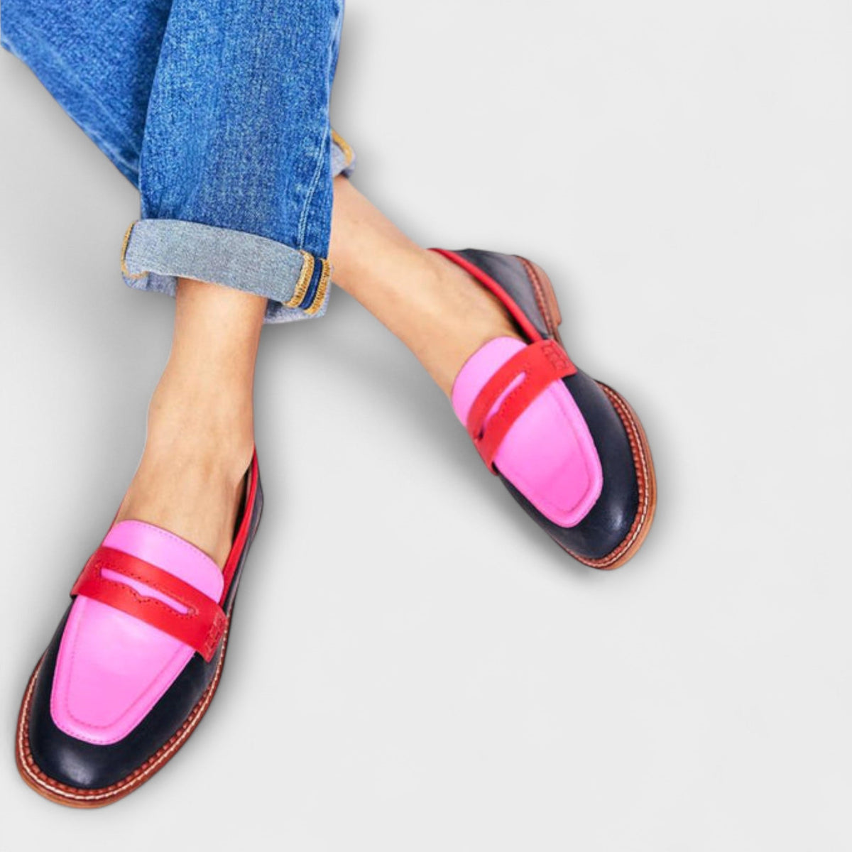 Women's Elegant Leather Loafers | Chic Round Toe Slip-On Shoes
