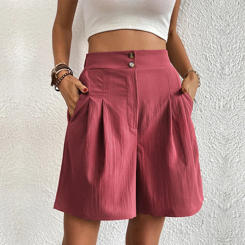 Deborah | Elegant Pleated High Waist Shorts view 2