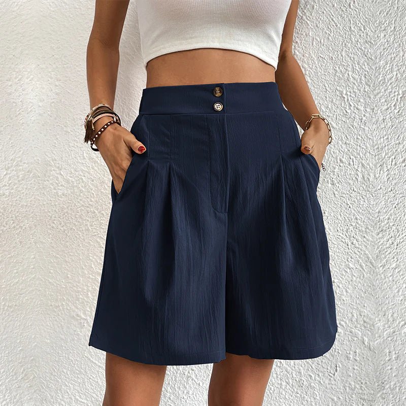 Deborah | Elegant Pleated High Waist Shorts view 3