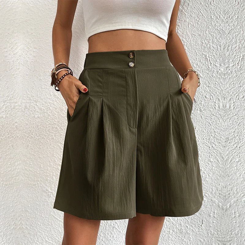 Deborah | Elegant Pleated High Waist Shorts view 4