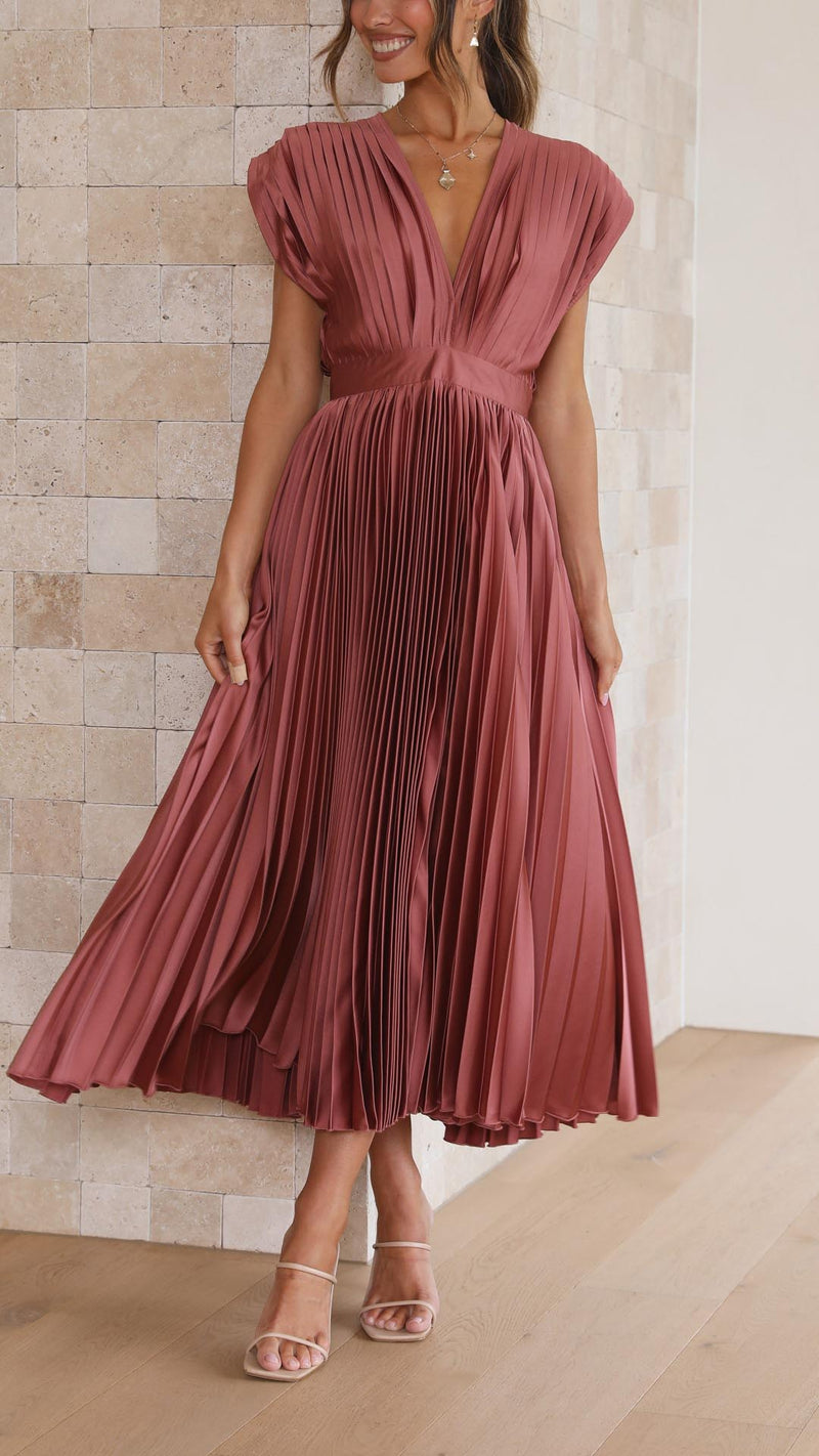 Ravenna | Pleated Flowing Evening Wedding Guest Maxi Dress
