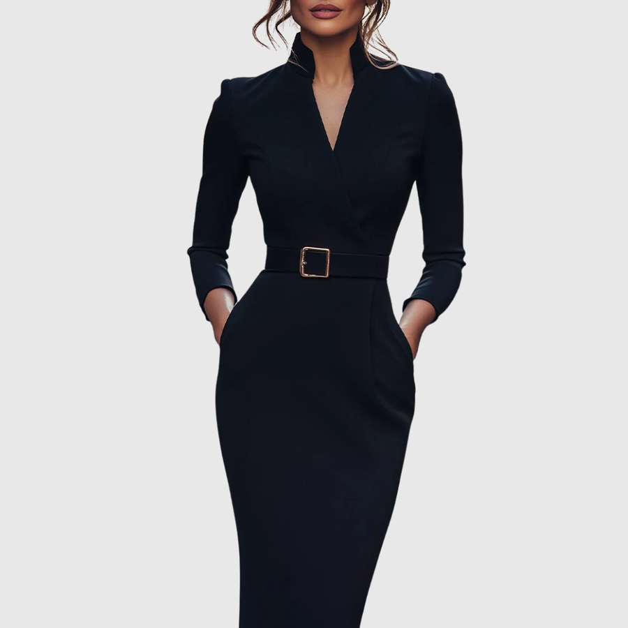 Fiora | Elegant Fitted Midi Dress view 2
