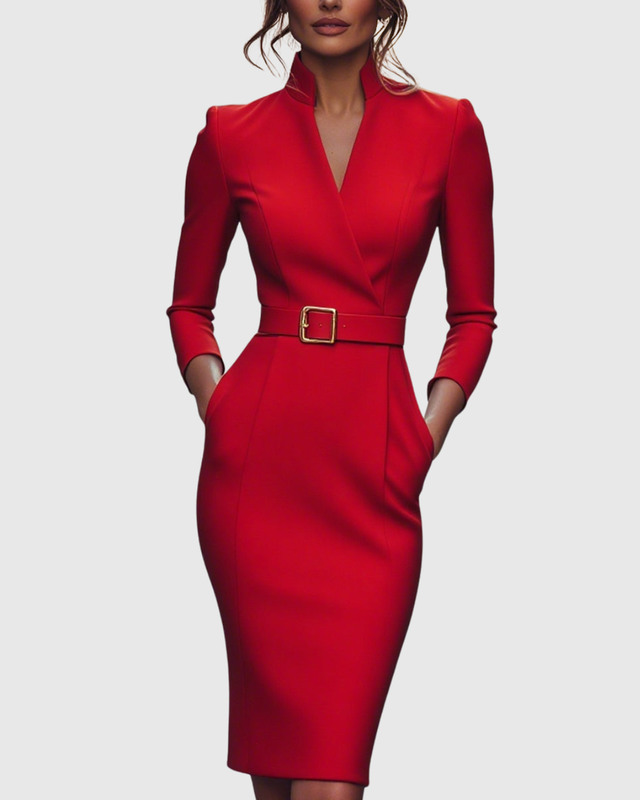 Fiora | Elegant Fitted Midi Dress view 12