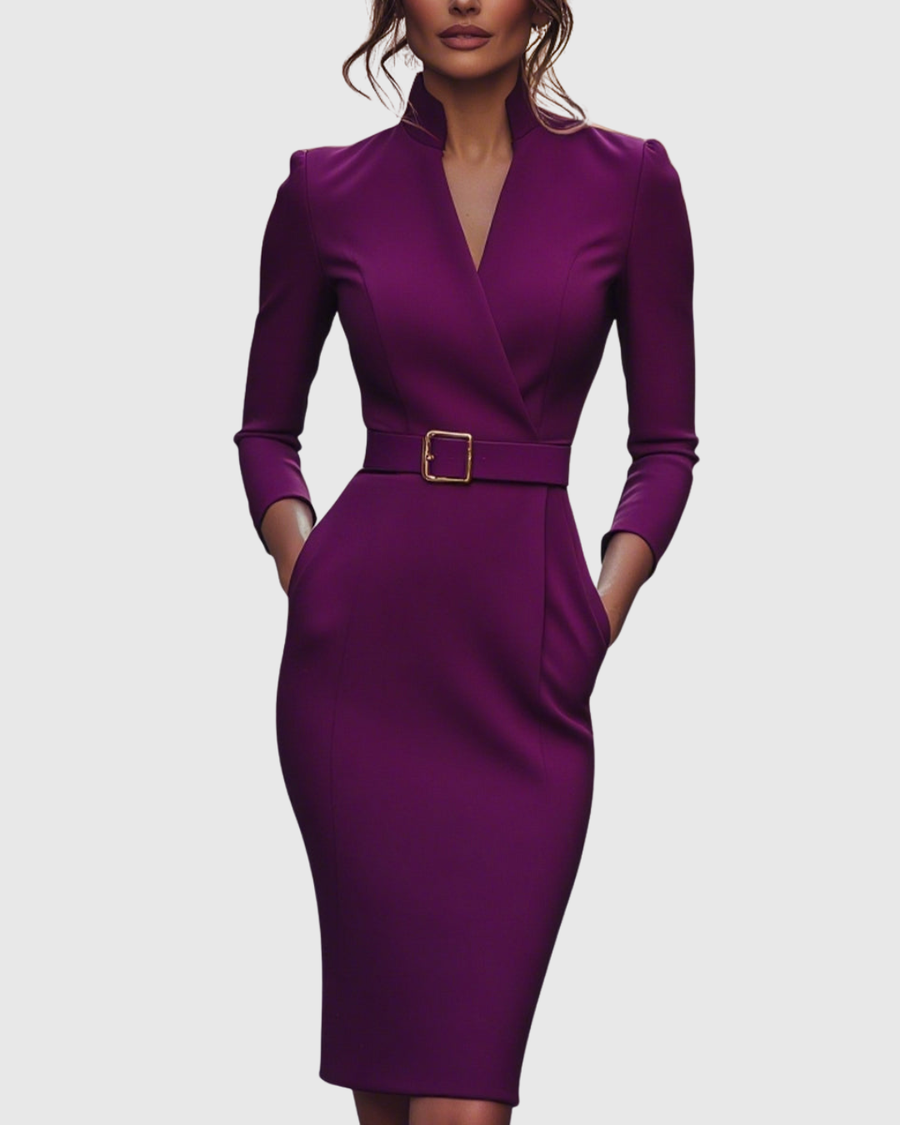 Fiora | Elegant Fitted Midi Dress view 7
