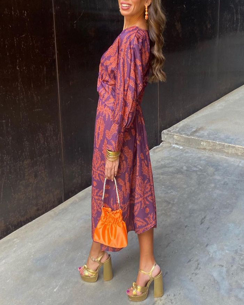 Viva | Women's Elegant Printed A-Line Maxi Dress | Flattering V-Neck Summer Formal Gown view 4