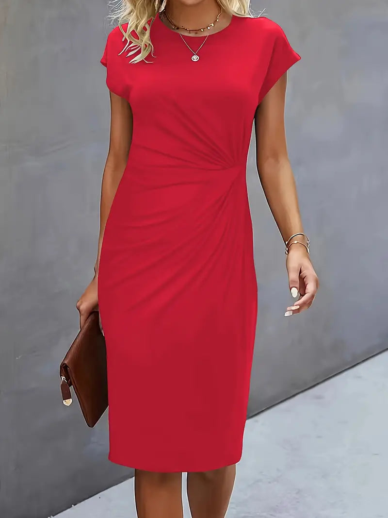 Hope | Women's Elegant Ruched Midi Dress view 2