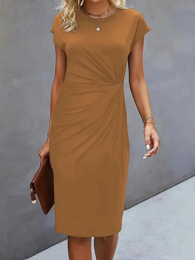 Hope | Women's Elegant Ruched Midi Dress view 4