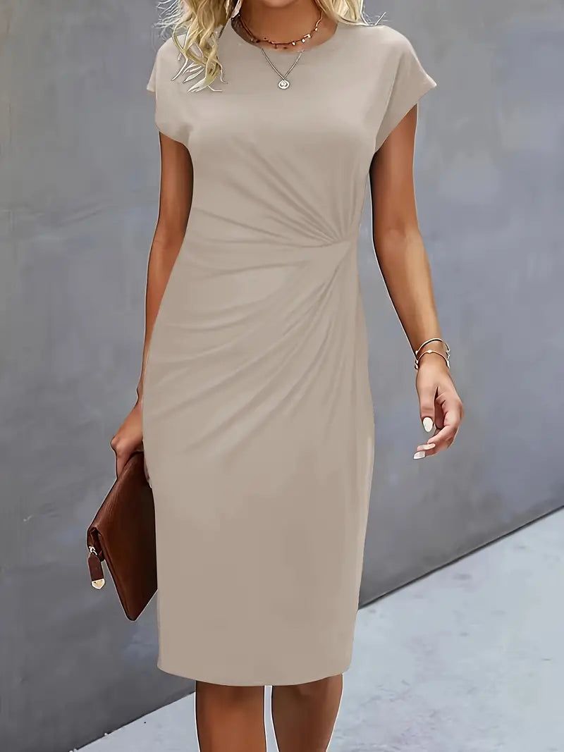 Hope | Women's Elegant Ruched Midi Dress view 5