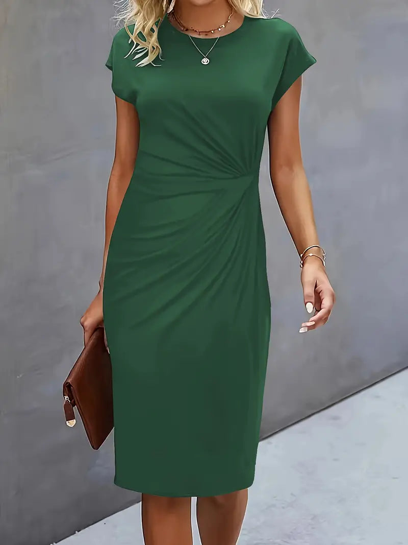 Hope | Women's Elegant Ruched Midi Dress view 6