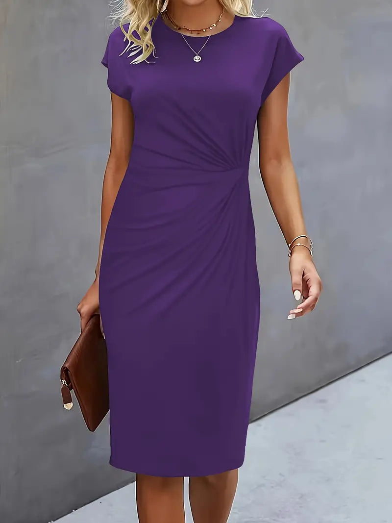 Hope | Women's Elegant Ruched Midi Dress view 8