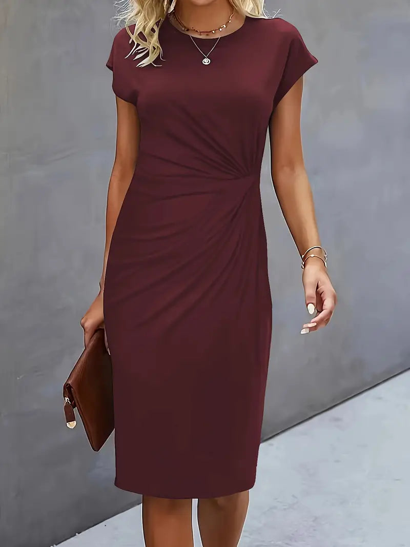 Hope | Women's Elegant Ruched Midi Dress view 9