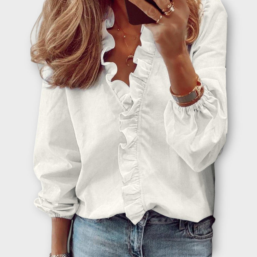 Calla | Elegant Ruffle Front Blouse view 1