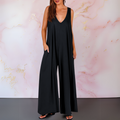 Edith | Sleeveless Wide Leg Jumpsuit with Pockets
