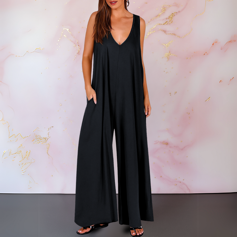 Edith | Sleeveless Wide Leg Jumpsuit with Pockets view 1