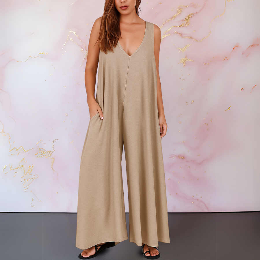 Edith | Sleeveless Wide Leg Jumpsuit with Pockets view 6