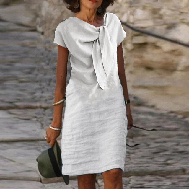 Ruby | Women's Elegant Solid Midi Dress view 2