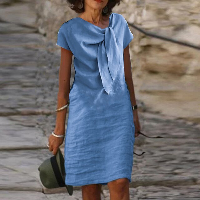 Ruby | Women's Elegant Solid Midi Dress view 3