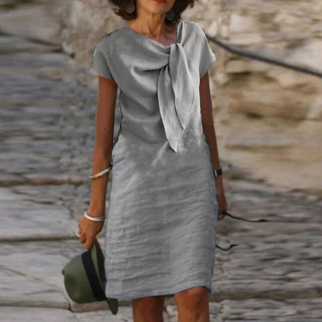 Ruby | Women's Elegant Solid Midi Dress view 4