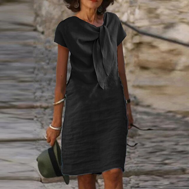 Ruby | Women's Elegant Solid Midi Dress view 5