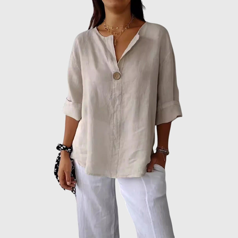 Cherry | Elegant V-Neck Blouse view 1