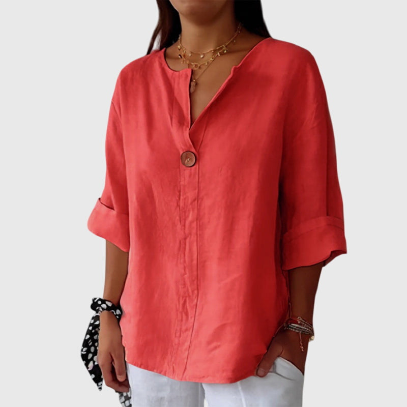 Cherry | Elegant V-Neck Blouse view 3