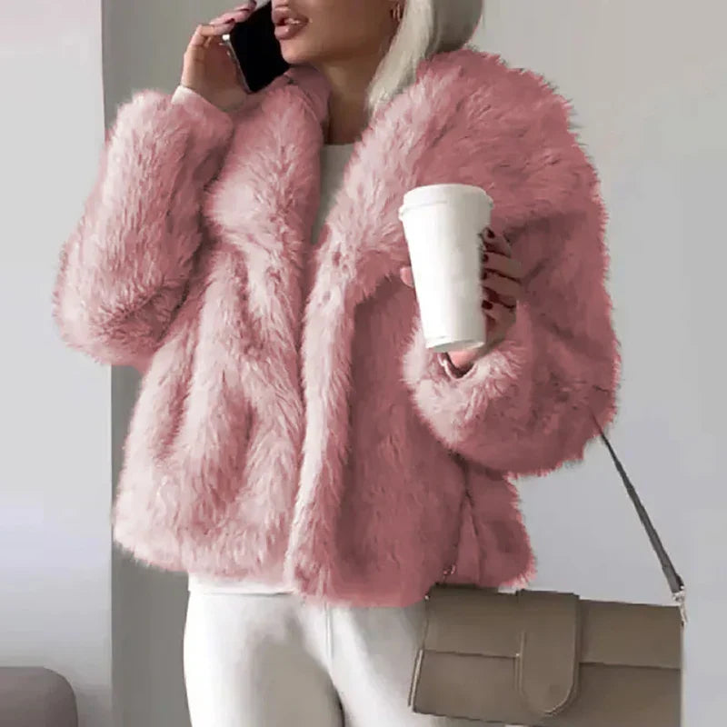 Flora | Women's Faux Fur Coat – Cropped Winter Jacket