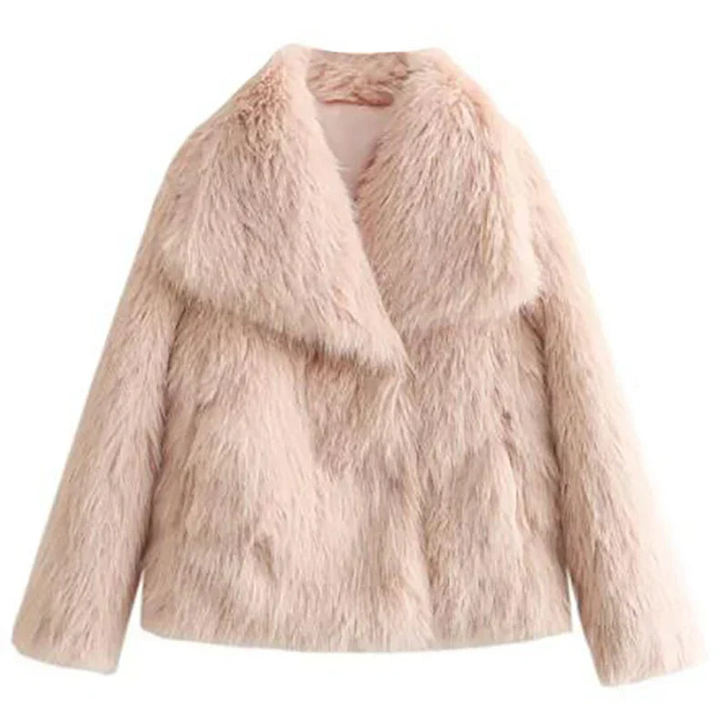 Flora | Women's Faux Fur Coat – Cropped Winter Jacket view 8