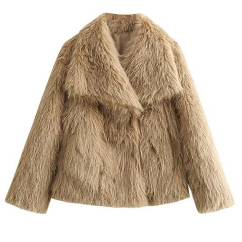 Flora | Women's Faux Fur Coat – Cropped Winter Jacket view 9