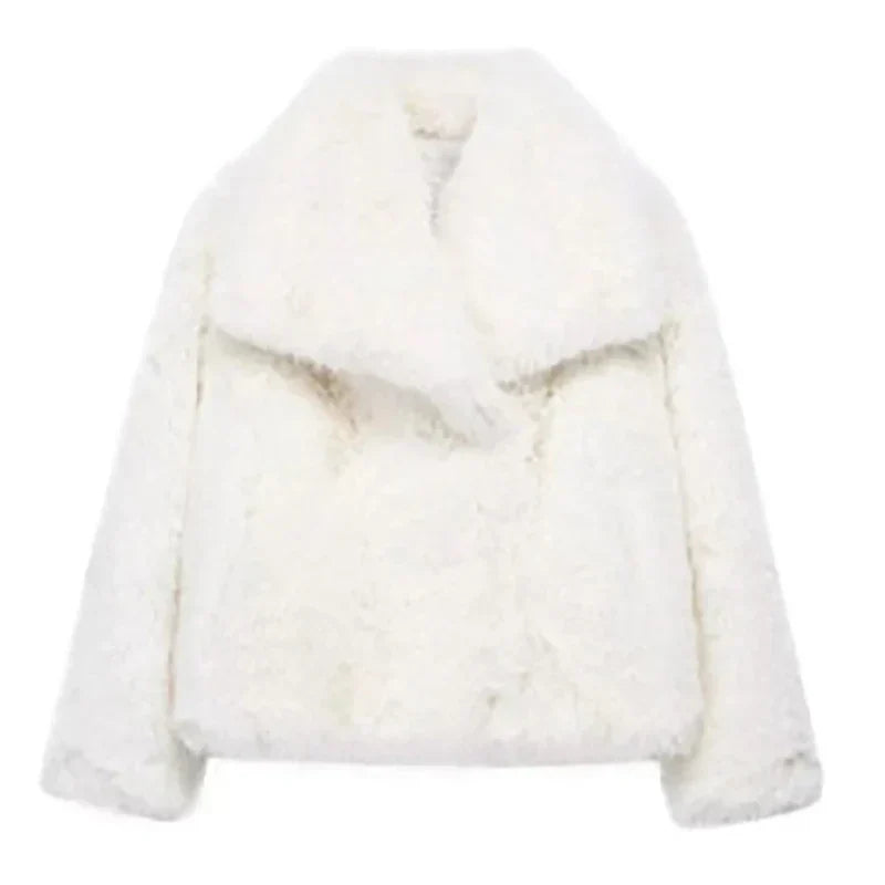 Flora | Women's Faux Fur Coat – Cropped Winter Jacket view 6