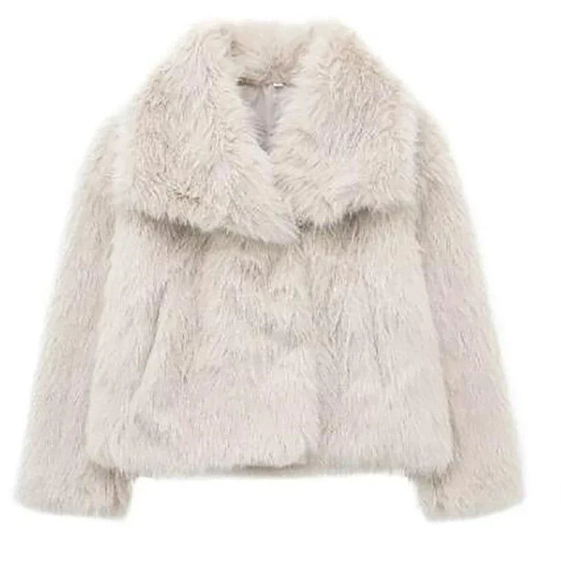 Flora | Women's Faux Fur Coat – Cropped Winter Jacket view 7