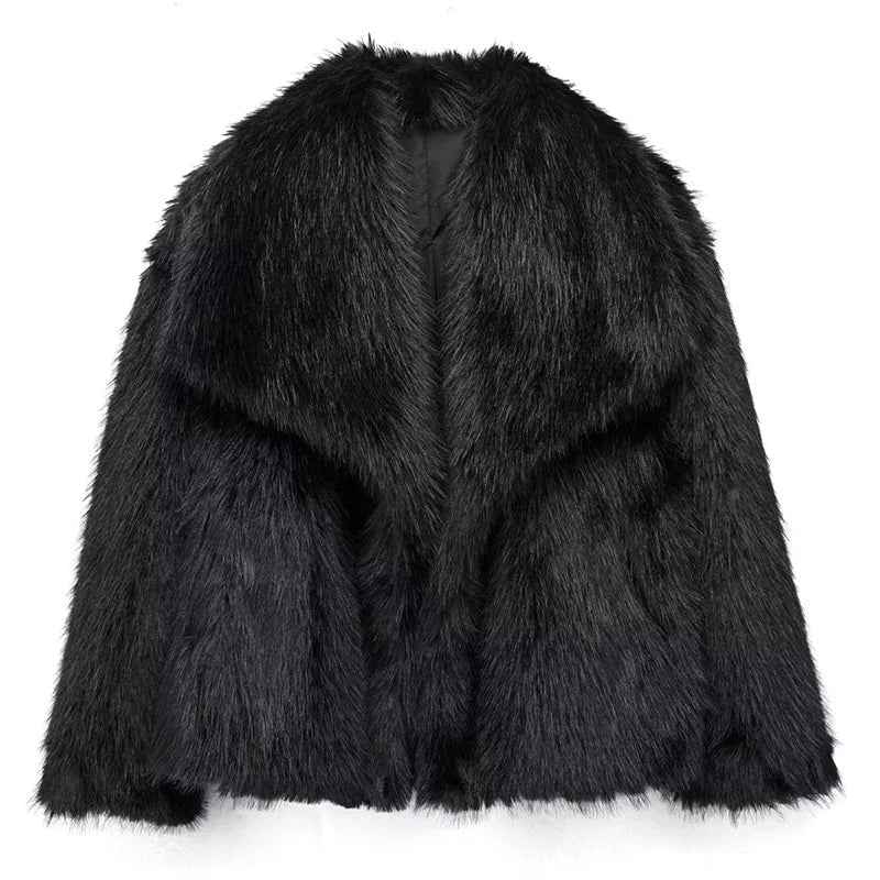Flora | Women's Faux Fur Coat – Cropped Winter Jacket view 11