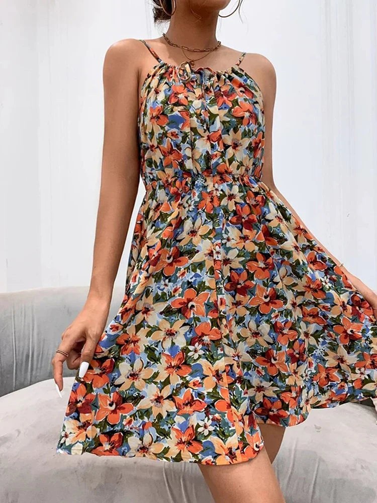 Harriet | Elegant A-Line Halter Maxi Dress view 5