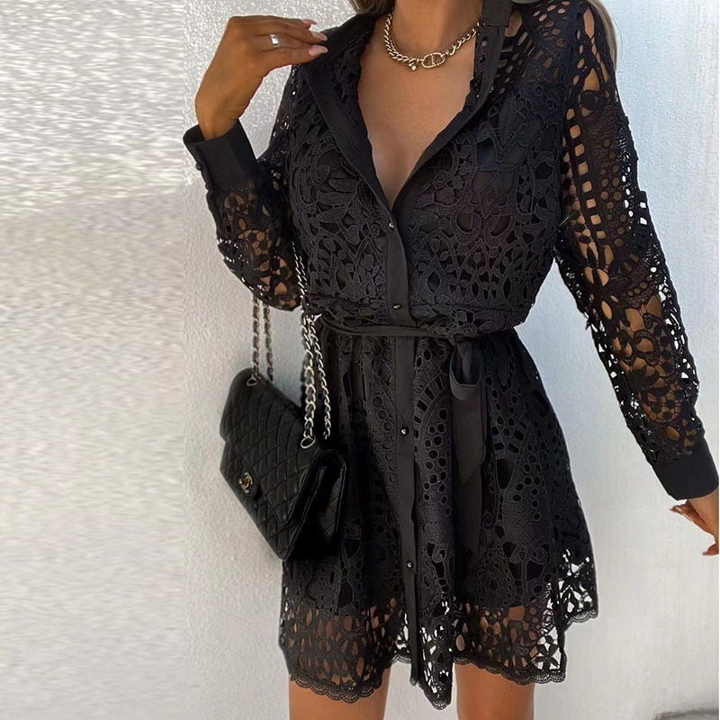 Rebecca |  Floral Lace Mini Dress view 2