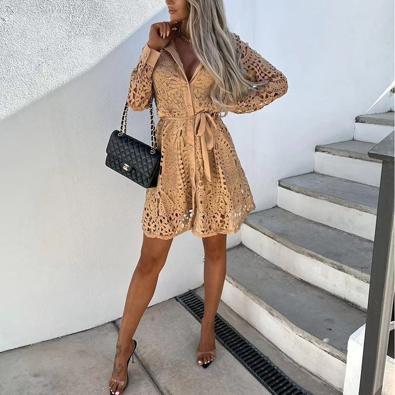 Rebecca |  Floral Lace Mini Dress view 3