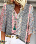 Kaia | Women's Floral Patchwork V-Neck Blouse